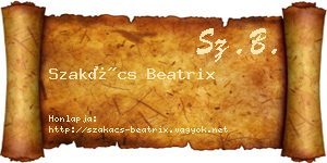 Szakács Beatrix névjegykártya